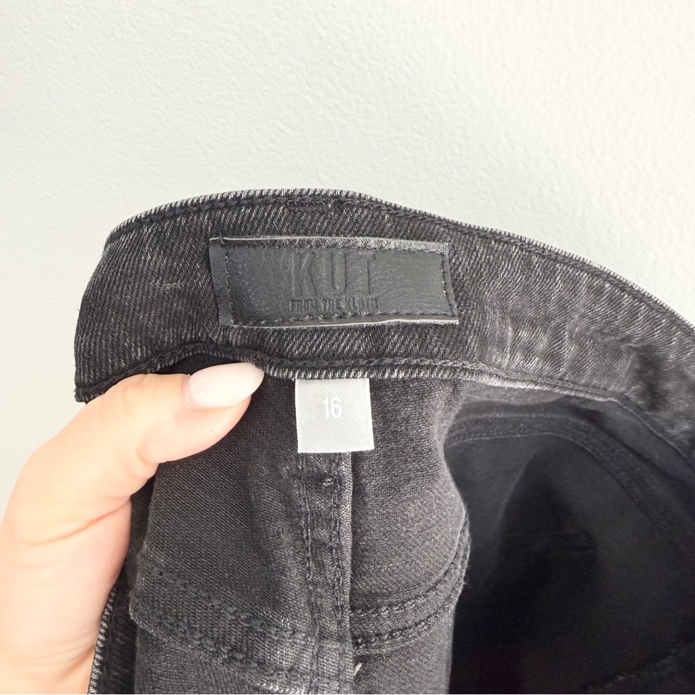 Kut From The Kloth Kelsey Fab Ab Ankle Flare Jeans Black High Rise Size 16 - Picture 5 of 6